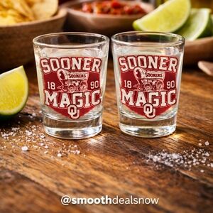 Oklahoma Sooners Shot Glass Set of 2 Sooner Magic Barware